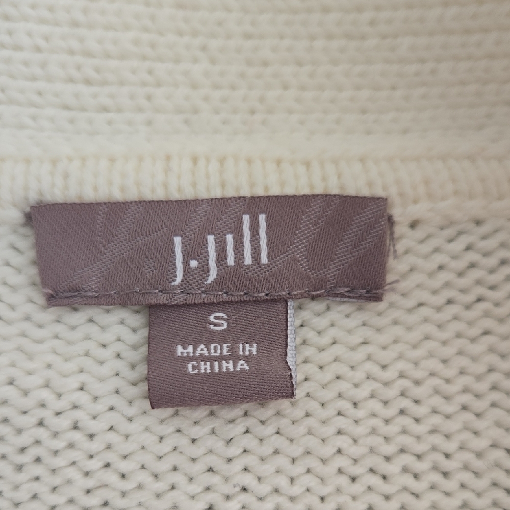 J. Jill Women's Small Cream Button Front Pocket Work Casual Cotton Cardigan - Picture 10 of 14